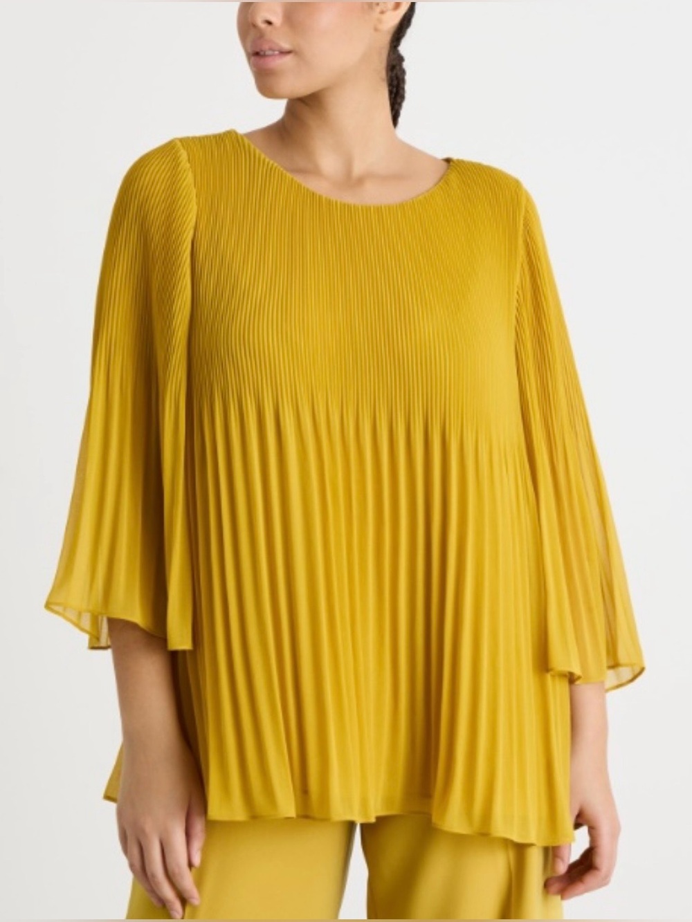 Max Edition Pleated Tunic Top in Mustard
